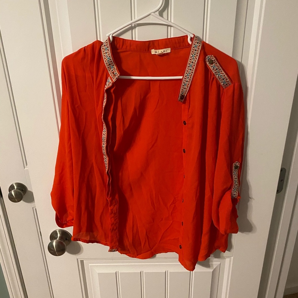 orange button up